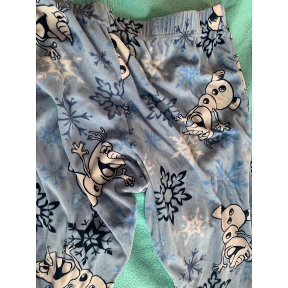 XL Light Blue, Dark Blue and White Olaf Snowflake Frozen Pajama Bottoms - Picture 7 of 9